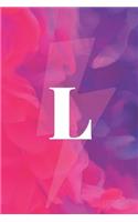 L: Initial Monogram Notebook Notebook for Women, Girls and School 6 X 9 - 110 College-Ruled