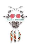 Listen to Your Heart: Notebook Journal Diary Native American Design 6 X 9 Blank Wide Ruled Line Paper 130 Pages