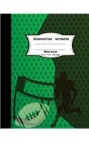 Composition notebook wide ruled 8.5 x 11 inch 200 page, Green NFL Softcover