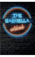 The GABRIELLA Notebook: Vintage Blank Ruled Personalized & Custom Neon Sign Name Dotted Notebook Journal for Girls & Women. Wall Background. Funny Desk Accessories. Retro B