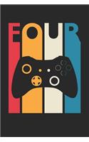 Gaming Notebook for 4 Year Old Boys and Girls - Vintage Gaming Journal - 4th Birthday Gift for Gamer Diary: Medium College-Ruled Journey Diary, 110 page, Lined, 6x9 (15.2 x 22.9 cm)