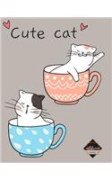 Notebook: cute cat cat cup on charcoal cover and Dot Graph Line Sketch pages, Extra large (8.5 x 11) inches, 110 pages, White paper, Sketch, Notebook journal(1 Notebook)