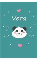 Vera: Personalisiertes Panda Tage-/Notizbuch Mit Dem Vornamen Vera Und Ganzen 100 Linierten Seiten Im 6x9 Zoll Format (Ca.Din A5). Optimal ALS Schreibheft