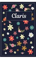 Claris: Lined Writing Notebook with Personalized Name 120 Pages 6x9 Flowers