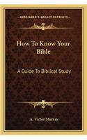 How To Know Your Bible