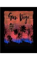 San Diego: California Christmas Notebook With Lined Wide Ruled Paper For Taking Notes. Stylish Tropical Travel Journal Diary 7.5 x 9.25 Inch Soft Cover. For Ho