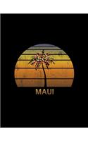 Maui: Christmas Notebook With Retro Hawaiian Sunset Holiday Palm Tree Design. Vintage Soft Cover Travel Journal Diary With Lined College Ruled Paper.