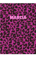 Marcia: Personalized Pink Leopard Print Notebook (Animal Skin Pattern). College Ruled (Lined) Journal for Notes, Diary, Journaling. Wild Cat Theme Design wi