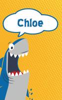 Chloe: Personalized Shark Isometric Dot Paper Notebook for Kids 120 Pages 6x9