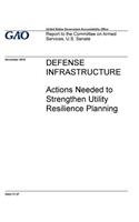 Defense infrastructure, actions needed to strengthen utility resilience planning