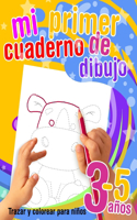 Mi primer cuaderno de dibujo - Trazar y colorear para niños 3-5 años: Aprender a repasar contornos y colorear los dibujos. Libro de colorear para niños en edad preescolar