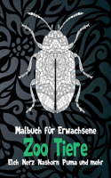 Zoo Tiere - Malbuch für Erwachsene - Elch, Nerz, Nashorn, Puma und mehr