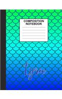 Lyric Composition Notebook: Wide Ruled Composition Notebook Mermaid Scale for Girls Teens Journal for School Supplies - 110 pages 7.44x9.375