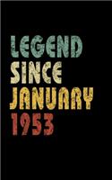 Legend Since January 1953: Retro Birthday Gift Notebook With Lined College Ruled Paper. Funny Quote Sayings 5 x 8 Notepad Journal For Taking Notes For People Born In January 1