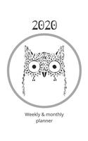 2020 Weekly & monthly planner: Owl cover for January 2020 to December 2020 month at a glance and week at a glance planner, organizer, diary, schedule (8.5 x 11 inches)