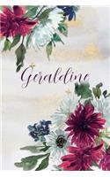 Geraldine: Personalized Journal Gift Idea for Women (Burgundy and White Mums)