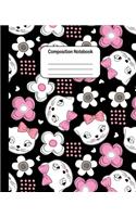 Composition Notebook - Female Cat with Ribbons: College Ruled Blank Lined Cute Notebooks for Girls Women Teens Kids School Writing Notes Journal (7.5 x 9.25 in)