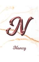 Nancy: 1 Year Weekly Planner with Note Pages (12 Months) - White Marble Rose Gold Pink Effect Letter N - 2020 - 2021 - Week Planning - Monthly Appointment 