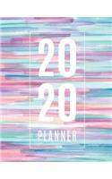 2020 Planner: Monthly and Weekly Calendar Organizer and Diary for Busy People with Big Plans - Large Horizontal Planner (Rainbow Stripes)