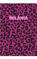 Milania: Personalized Pink Leopard Print Notebook (Animal Skin Pattern). College Ruled (Lined) Journal for Notes, Diary, Journaling. Wild Cat Theme Design wi