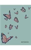Notebook: Butterfly on green cover and Dot Graph Line Sketch pages, Extra large (8.5 x 11) inches, 110 pages, White paper, Sketch, Draw and Paint(3 Butterfly on Green Notebook)
