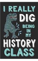I Really Dig Being in My History Class: Dinosaur Composition Lined Notebook Wide Ruled