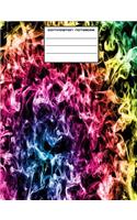 Rainbow Flame Graph Paper Composition Notebook