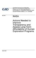 NASA, actions needed to improve transparency and assess long-term affordability of human exploration programs