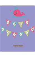 Baby Shower Sketchbook: Baby Whale On Violet Cover and Blank pages, Extra large (8.5 x 11) inches, 110 pages, White paper, Sketch, Draw and Paint(7 Baby Whale Shower)