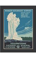 Notebook: Yellowstone National Park Vintage Camping Journal & Doodle Diary; 120 White Paper Numbered Plain Pages for Writing and Drawing - 8.5x11 in.