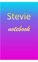 Stevie: Blank Notebook - Wide Ruled Lined Paper Notepad - Writing Pad Practice Journal - Custom Personalized First Name Initial S Blue Purple Gold - Taking 