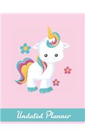 Undated Planner: One day per page, 4 columns per day, Unicorn, organize your days by topic, project, job, contract, kids, and more!