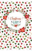 Christmas List: Green and Red Triangles Geometric Pattern Notebook with Lined Pages and Checklist Boxes to Organize Your Holiday Shopping List, Gift List and All Th