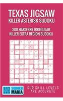 Texas Jigsaw Killer Asterisk Sudoku: 200 Hard 9x9 Irregular Killer Extra Region Sudoku