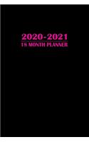 2020 - 2021 18 Month Planner: All Black Paper Pink Passion - Metallic Gel Pens Pastel Ink Neon Color and Glitter - January 2020 - June 2021 - Daily Organizer Calendar Agenda - 6x