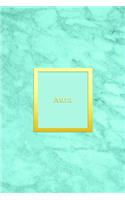 Aura: Custom dot grid diary for girls - Cute personalised gold and marble diaries for women - Sentimental keepsake notebook journal - Bright blue aqua tea