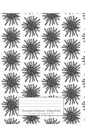 Composition Notebook - College Ruled: 75 sheets / 150 pages, 8.5" x 11" Doodle Black and White Sun Burst on Composition Book