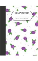 Composition: Book - Wide Ruled - Cute Notebook with Blueberries - Journal for Students / Teachers - 7.44 x 9.69(5 Back to School Notebooks)