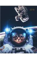 2018: Cats in Space 120-Page Lined Notebook(1 Funny Cat Gifts)