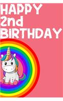 Unicorn Notebook Happy 2nd Birthday