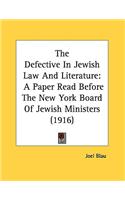 The Defective In Jewish Law And Literature