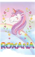 Roxana: Roxana Unicorn Notebook Rainbow Journal 6x9 Personalized Customized Gift For Someones Surname Or First Name is Roxana