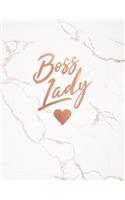 Boss Lady: Marble and Rose Gold Notebook 150 College-Ruled Lined Pages 8.5 X 11 - A4 Size Journal for Women