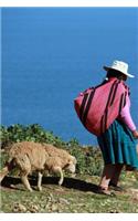 Peruvian Woman Walking by Lake Titicaca Peru South American: 150 Page Lined Notebook/Diary