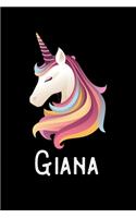 Giana: Personalized Custom Name Unicorn Themed Monthly 2020 Planner (Calendar, To Do List, Monthly Budget, Grocery List, Yearly Financial Goals) Gift for G