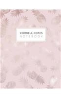 Cornell Notes Notebook: Cornell Style Paper Journal College Ruled Rose Gold Pineapples