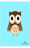 Owl Sketchbook: College Ruled Blank Drawing Activity Book Gift For Kids