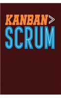 Kanban > Scrum: Dark Red, Orange & Blue Design, Blank College Ruled Line Paper Journal Notebook for Project Managers and Their Families. (Agile and Scrum 6 x 9 inch