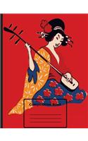 Beautiful Geisha Playing Shamisen - Composition Notebook