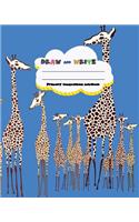 DRAW and WRITE primary composition notebook, 8 x 10 inch 200 page, Giraffe Zoo Blue cover